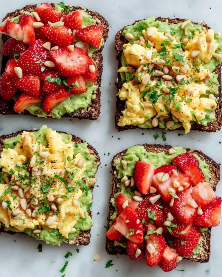 Strawberry Avocado Toast with Scrambled Eggs, Balsamic, and Pine Nuts Recipe