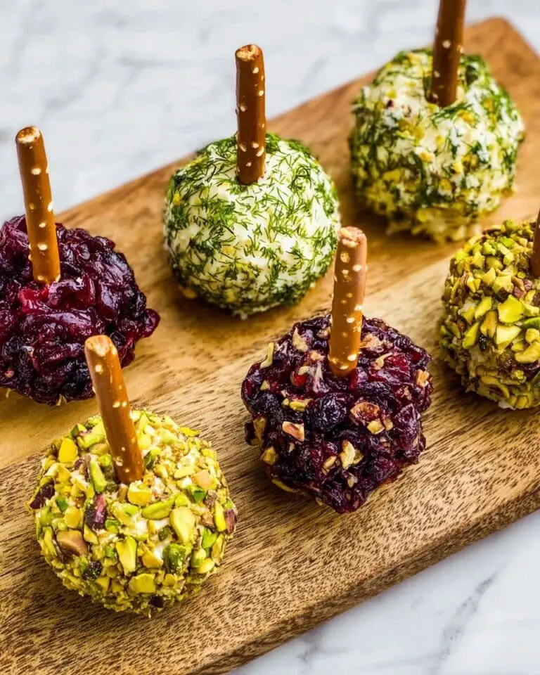 Mini Goat Cheese Balls with Pistachios, Dill, Cranberries, and Pretzel Sticks Recipe
