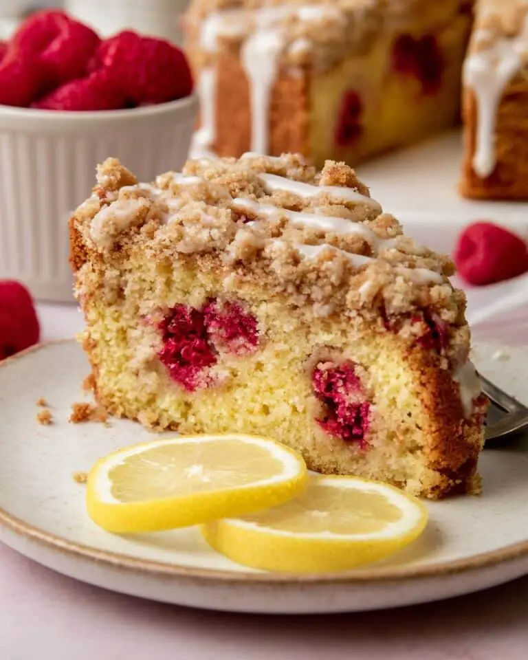 Almond Flour Lemon Raspberry Cake with Crumb Topping Recipe