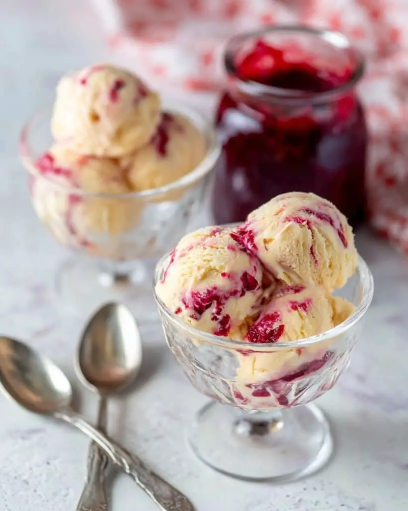 Rhubarb Ice Cream with Fresh Rhubarb Jam Recipe