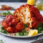 Whole Roasted Cauliflower with Harissa and Lemon Recipe