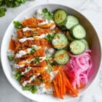 Buffalo Chicken Rice Bowls with Cucumber and Crispy Panko Coating Recipe