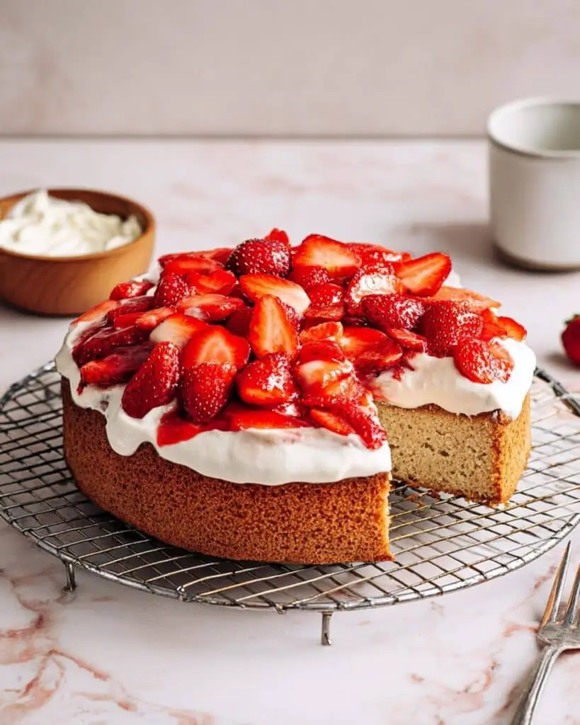 Vanilla Cake with Mascarpone and Strawberry Chantilly Recipe