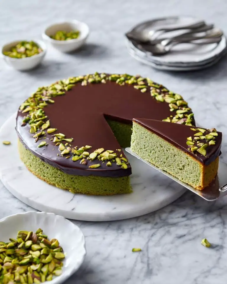Flourless Pistachio Cake with Chocolate Ganache Recipe