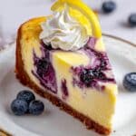 Lemon Blueberry Cheesecake with Fresh Blueberry Swirl Recipe