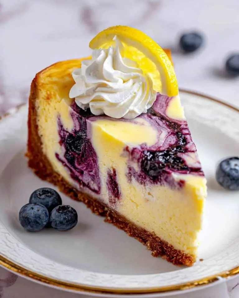 Lemon Blueberry Cheesecake with Fresh Blueberry Swirl Recipe