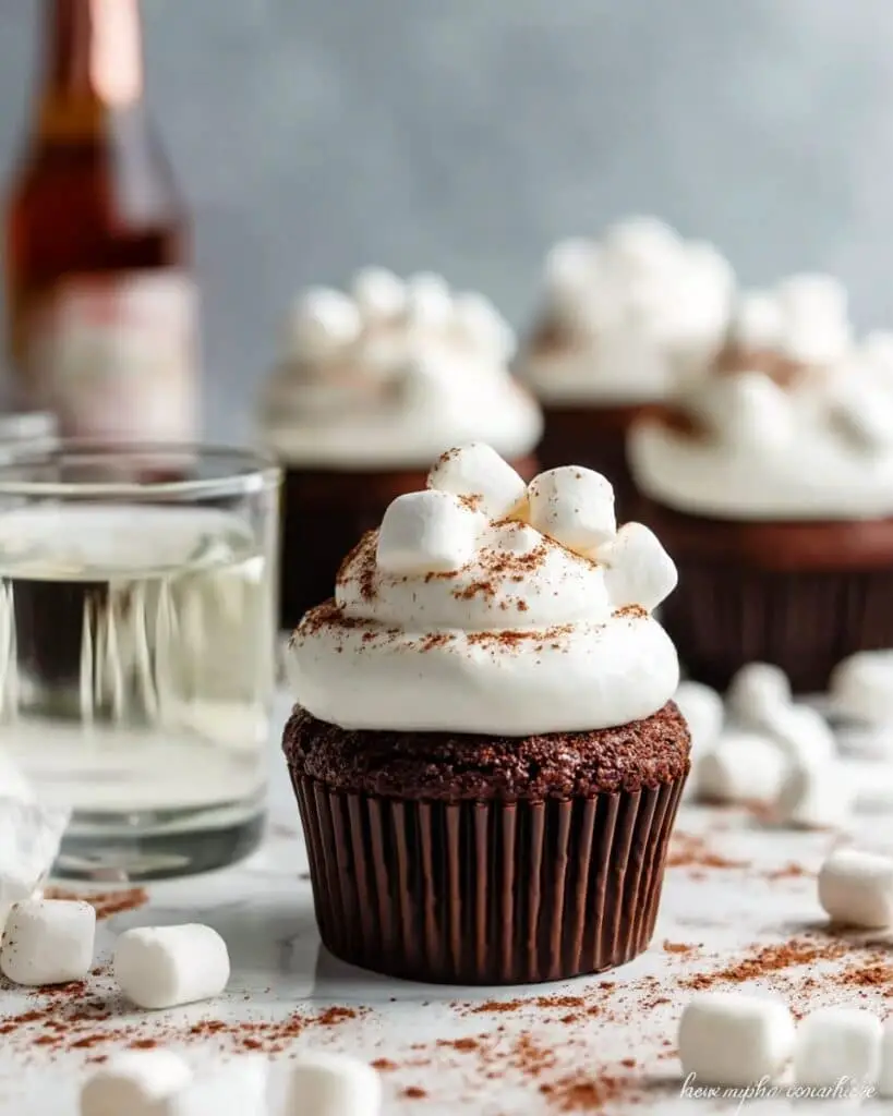 Hot Cocoa Cupcakes with Marshmallow Frosting Recipe