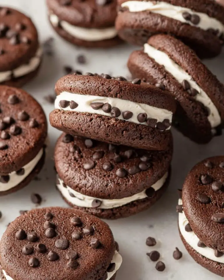 Chocolate Sandwich Cookies with Vanilla Buttercream and Chocolate Chip Coating Recipe