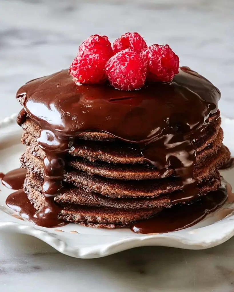 Chocolate Pancakes with Chocolate Chips and Rich Chocolate Sauce Recipe