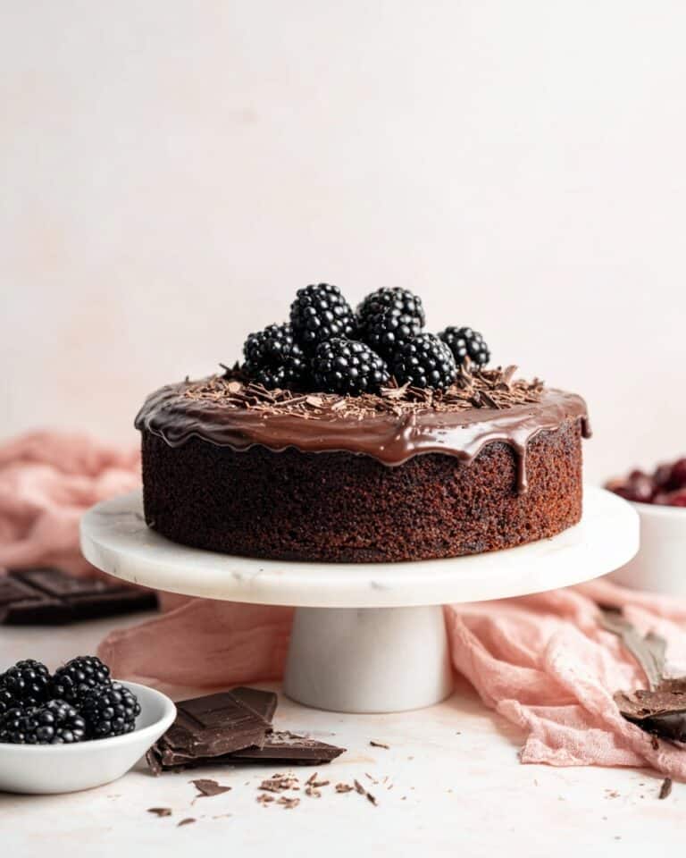 Small Chocolate Cake with Pomegranate Garnish Recipe