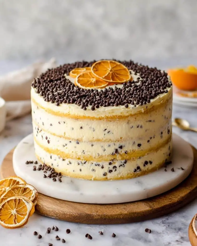 Cannoli Cake with Mascarpone, Chocolate Chips, and Candied Orange Recipe