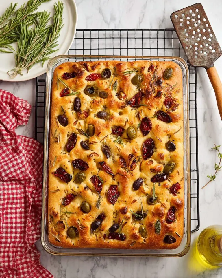 Sourdough Focaccia with Sundried Tomatoes, Olives, and Rosemary Recipe