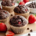 Chocolate Strawberry Muffins with Cocoa and Chocolate Chips Recipe