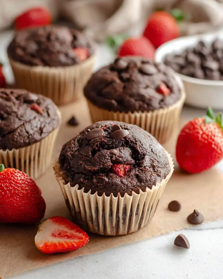 Chocolate Strawberry Muffins with Cocoa and Chocolate Chips Recipe