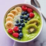 Green Smoothie Bowl with Frozen Fruit and Spinach Recipe