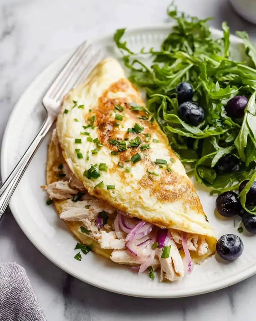 Egg White Omelet with Smoked Trout, Chives, and Red Onion Recipe