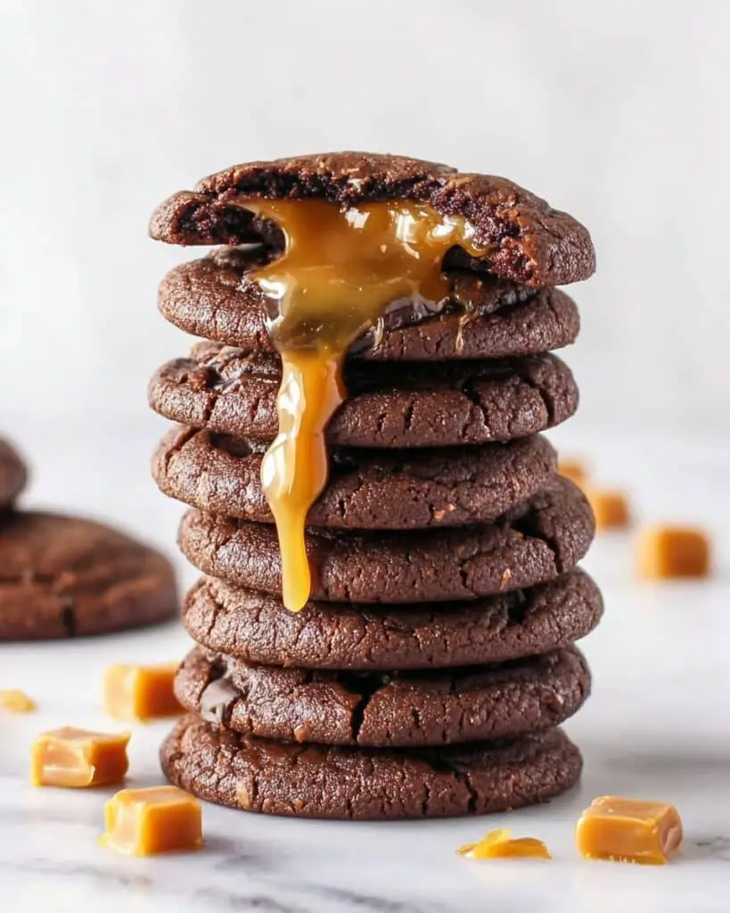 Caramel Stuffed Chocolate Cookies Recipe