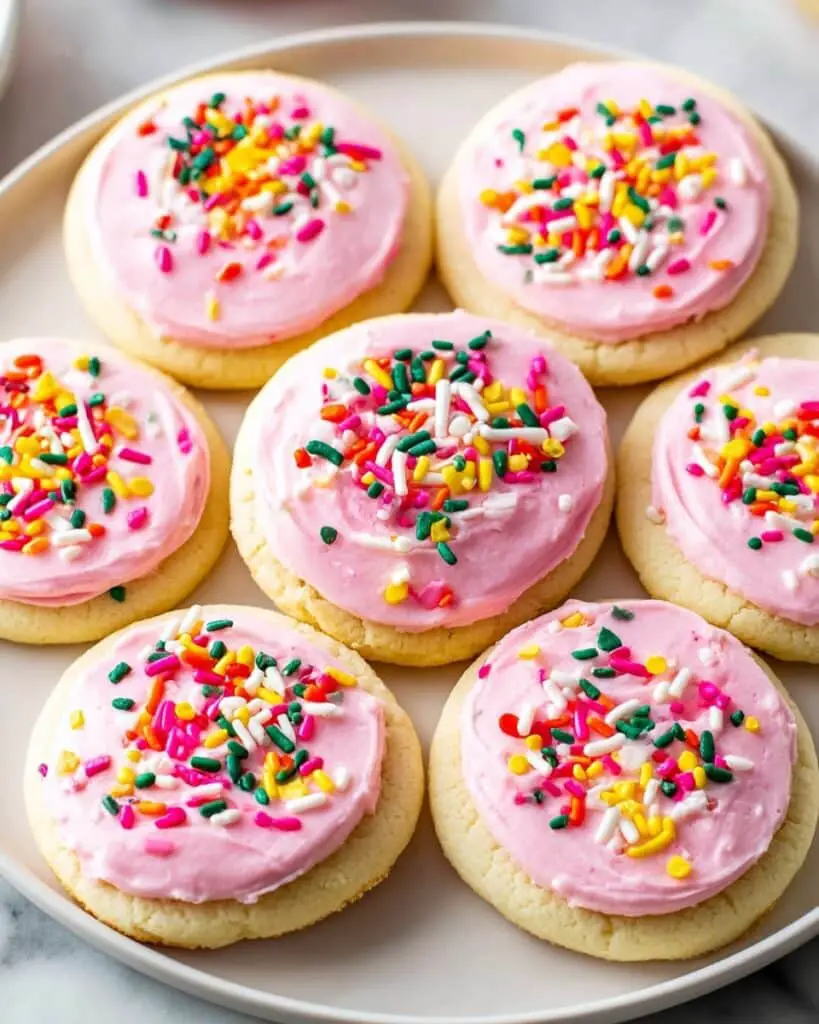 Soft Sugar Cookies with Pink Frosting Recipe