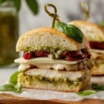 Ciabatta Sandwich with Chicken, Pesto, Sun-Dried Tomatoes, and Mozzarella Recipe