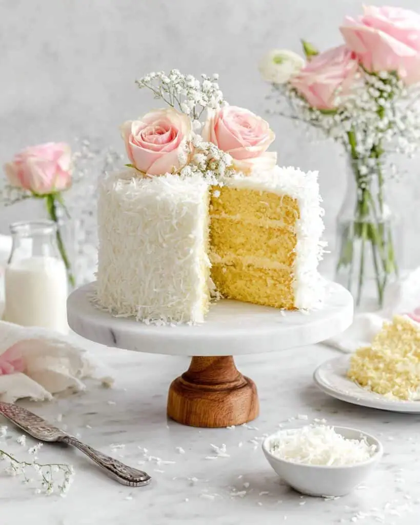 Coconut Cake with Coconut Pastry Cream Filling and Vanilla Buttercream Recipe