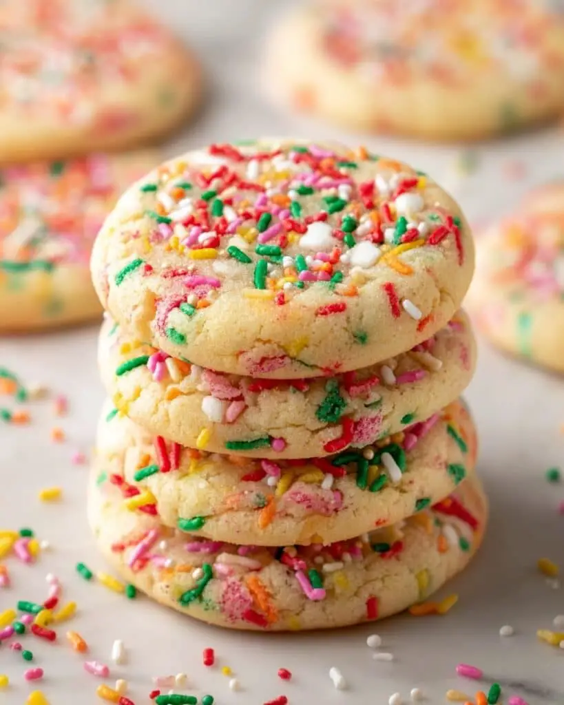 Vanilla Pudding Cookies with Rainbow Sprinkles Recipe