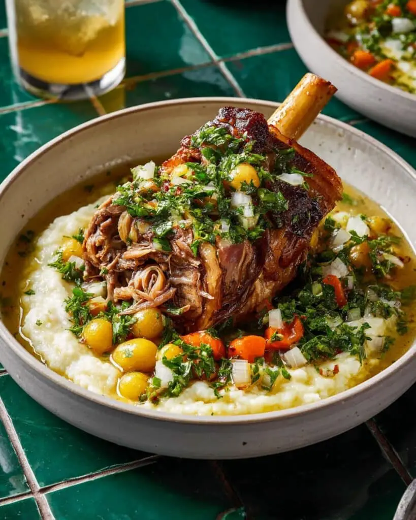 Braised Lamb Shanks with Herbs, Vegetables, and Gremolata Recipe
