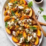 Burrata Peach Salad with Grilled Corn and Basil Recipe