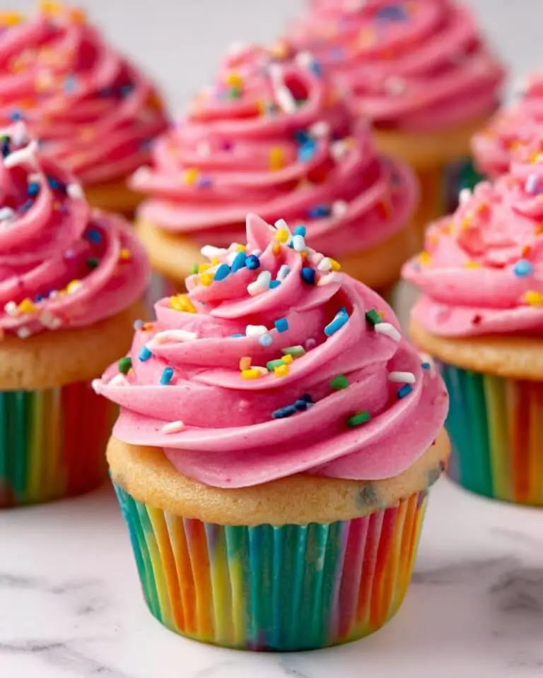 Confetti Cupcakes with Rainbow Sprinkles and Vanilla Buttercream Recipe