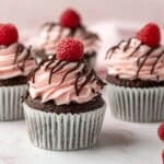 Chocolate Raspberry Cupcakes with Raspberry Jam Filling and Raspberry Frosting Recipe