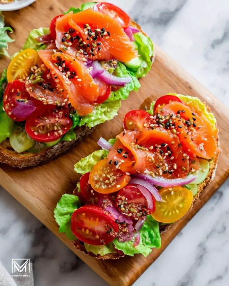 Salmon Avocado Toast with Cherry Tomatoes Recipe