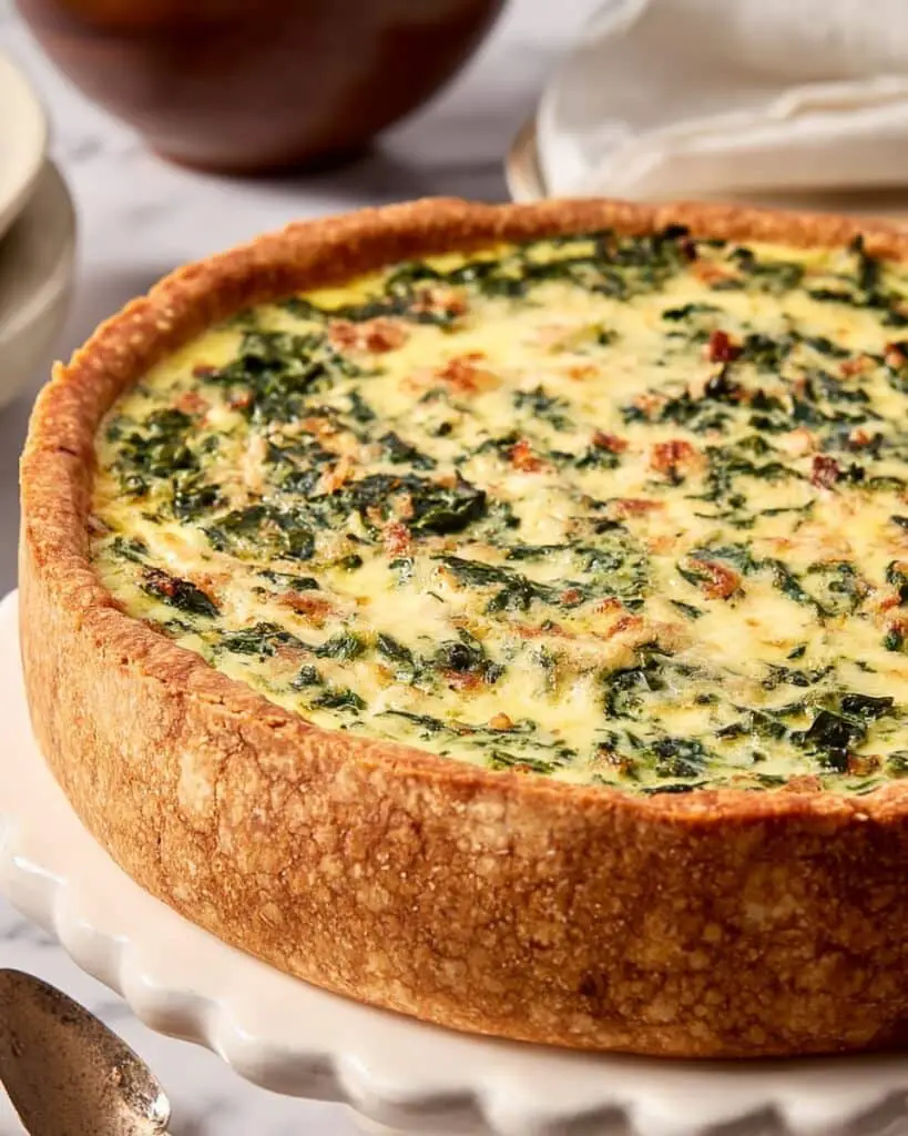 Deep Dish Spinach and Onion Quiche with Gruyère Recipe