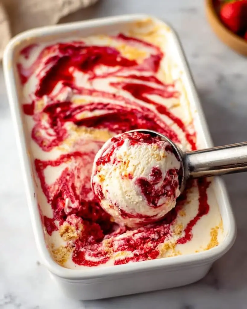 No-Churn Strawberry Cheesecake Ice Cream Recipe