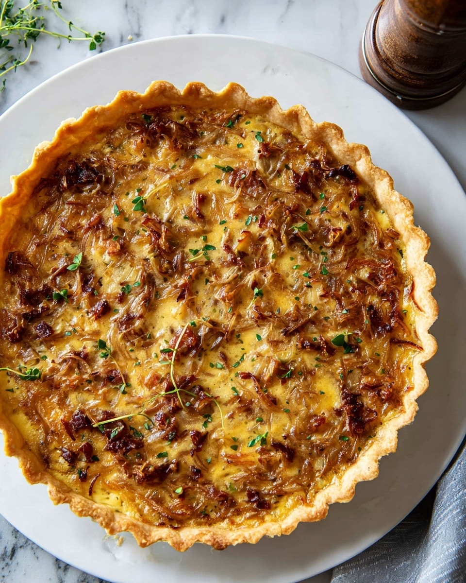Caramelized Onion and Bacon Tart with Fresh Herbs Recipe