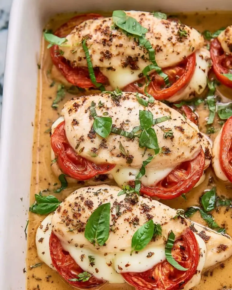 Mozzarella Stuffed Chicken with Tomato and Basil Recipe