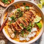 Pan Seared Chicken with Coconut Curry Brothy Rice Recipe