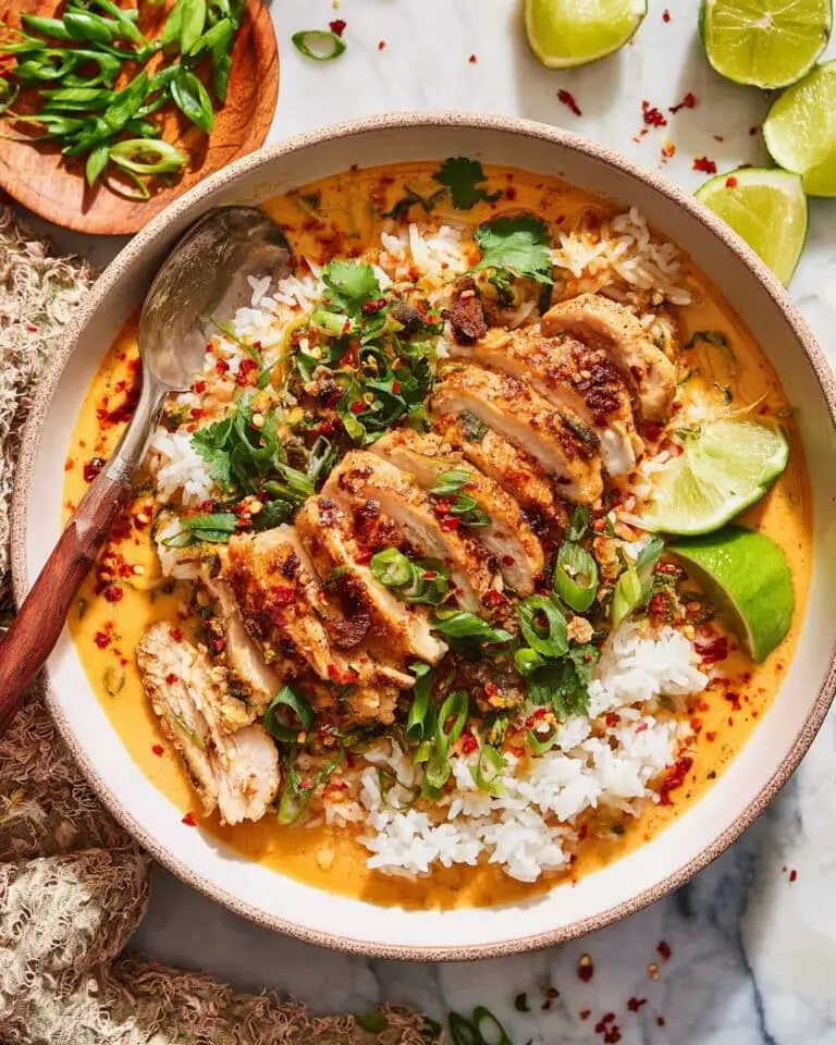 Pan Seared Chicken with Coconut Curry Brothy Rice Recipe