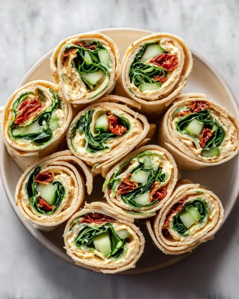 Hummus Pinwheels with Cucumber & Sun-dried Tomatoes Recipe