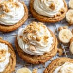 Banana Pudding Cookies with White Chocolate, Dried Bananas, and Whipped Cream Frosting Recipe