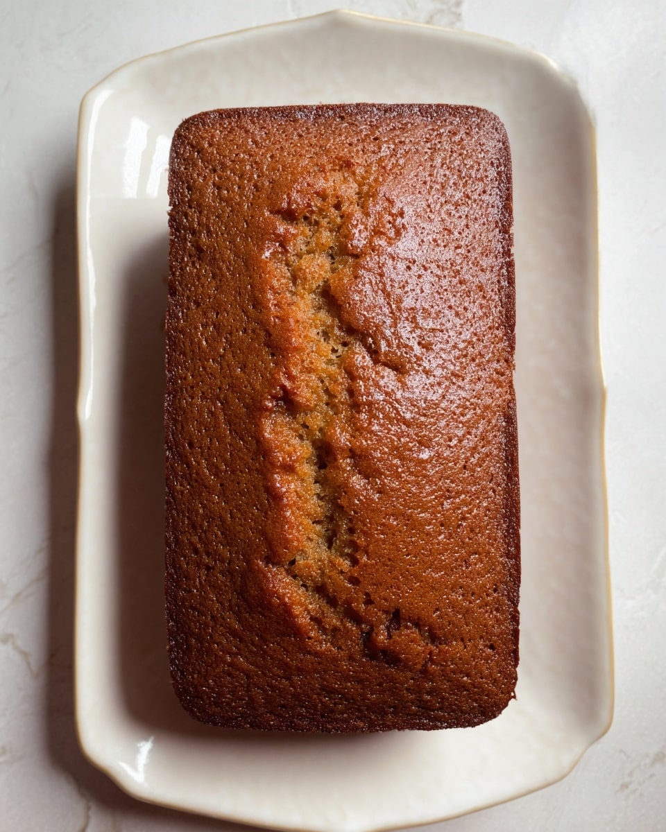 A single rectangular cake with a rough, slightly cracked top layer that is light brown in color and has a soft, spongy texture. The cake sits on a white plate with slightly raised edges, placed on a white marbled surface. The edges of the cake are darker and slightly firmer looking, creating a subtle contrast with the lighter, moist center. Photo taken with an iphone --ar 4:5 --v 7