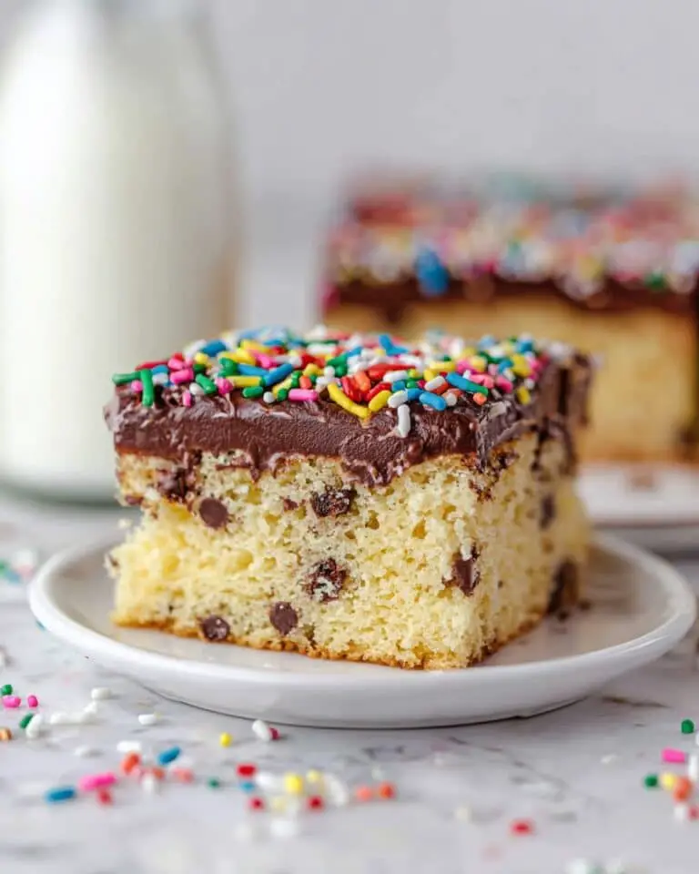 Chip Sheet Cake with Chocolate Fudge Frosting Recipe