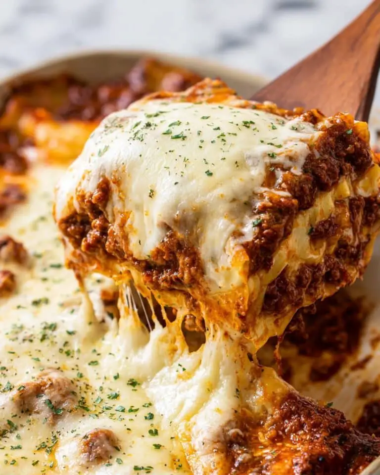Cheesy Baked Ravioli with Ground Beef and Marinara Recipe