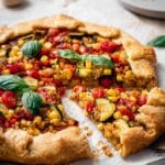 Savory Vegetable Galette with Basil, Parmesan, and Cheddar Recipe