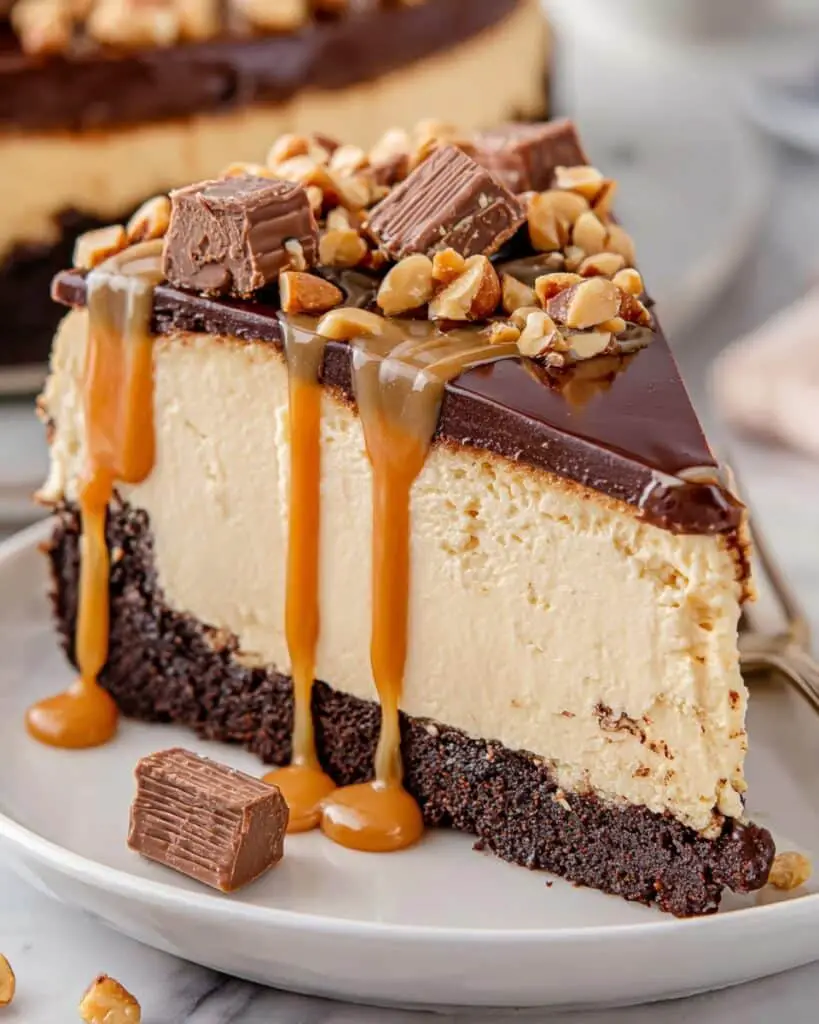 Peanut Butter Cheesecake with Chocolate Ganache and Reese’s Topping Recipe