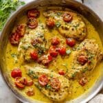 Creamy Pesto Chicken with Cherry Tomatoes Recipe