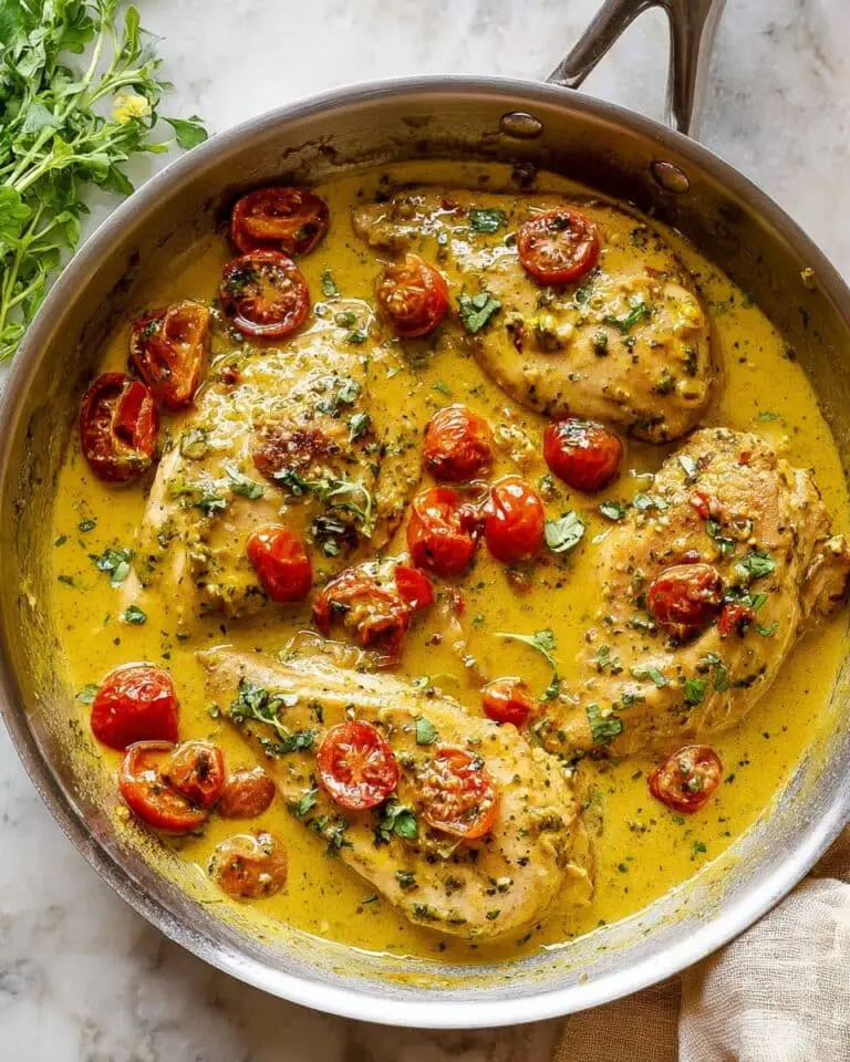 Creamy Pesto Chicken with Cherry Tomatoes Recipe