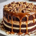 Chocolate Peanut Butter Salted Caramel Toffee Cake Recipe
