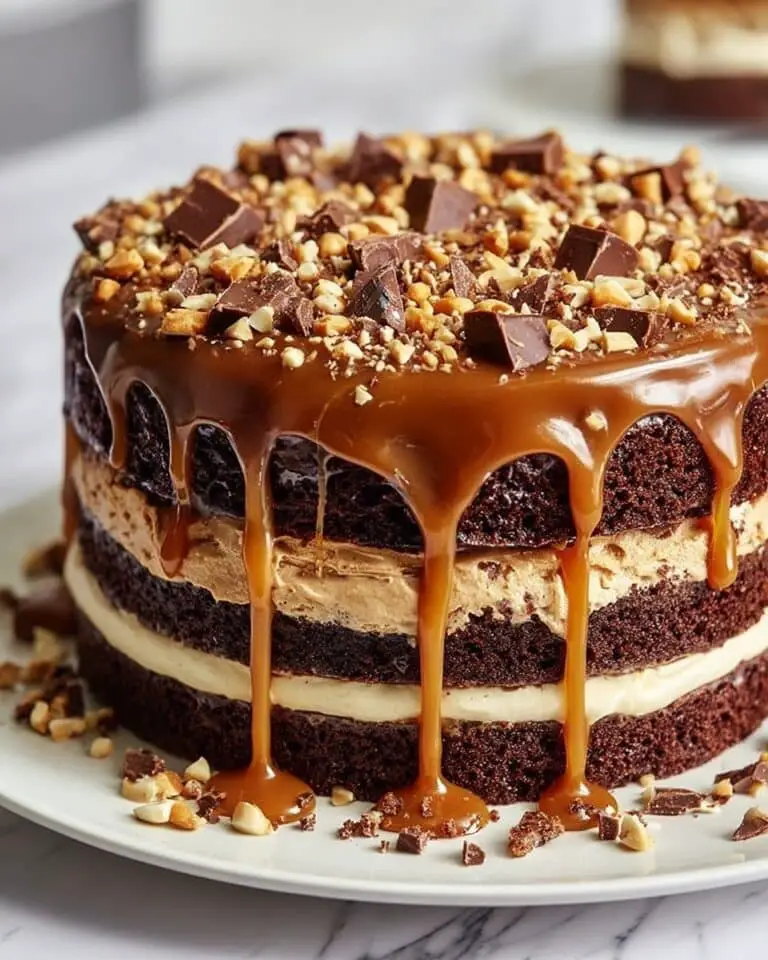 Chocolate Peanut Butter Salted Caramel Toffee Cake Recipe