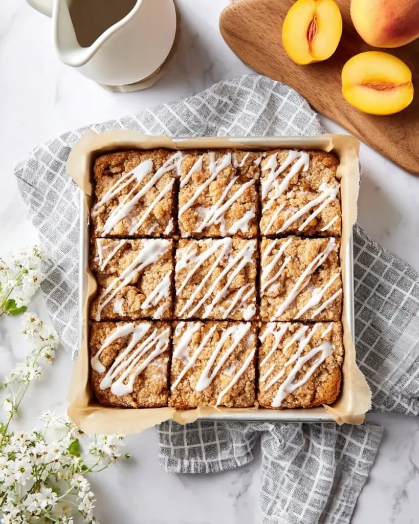 Peach Coffee Cake with Streusel Topping and Peach Glaze Recipe
