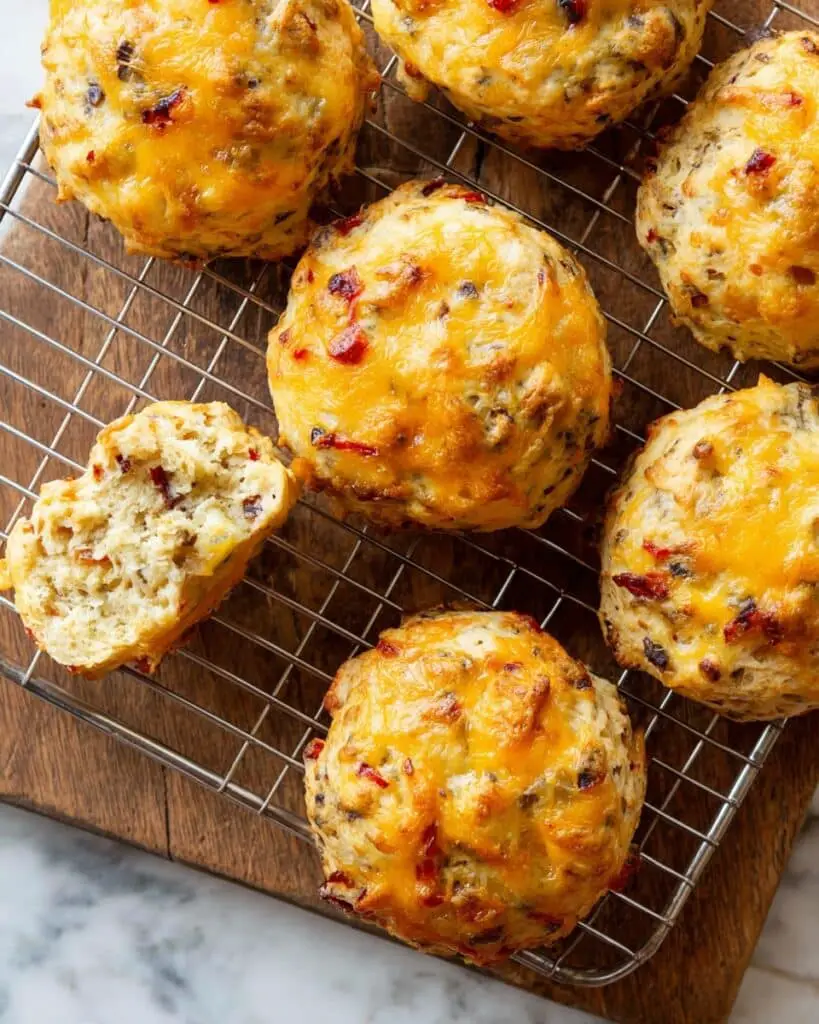 Protein Breakfast Sausage Biscuits with Veggies and Cheese Recipe
