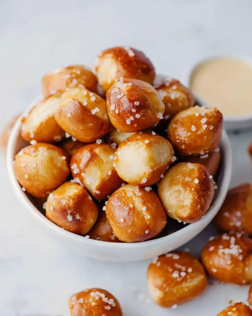 Soft Pretzel Bites with Cheddar Cheese Sauce Recipe